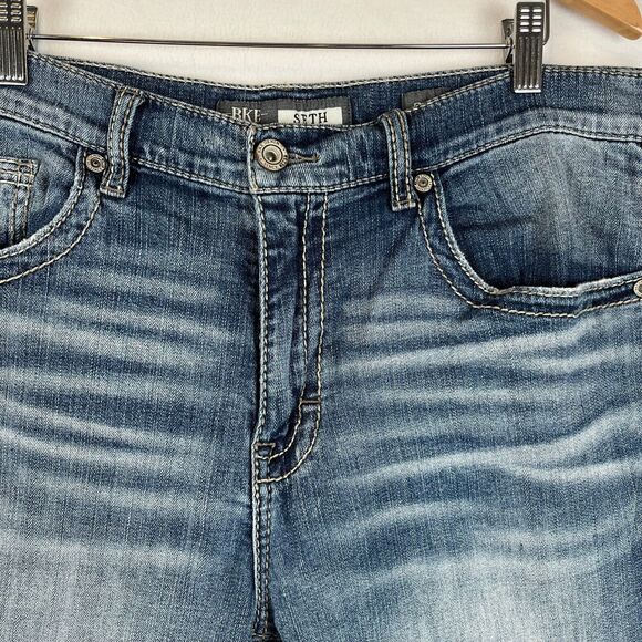 BKE Jeans Mens 34x33 Blue Seth Straight Mid Rise Medium Wash Denim 34L - Picture 2 of 13